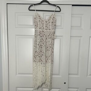 Lulu's Slip White Lace Overlay Dress